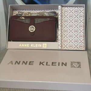 Anne Klein Maroon Wallet with Gold Accents